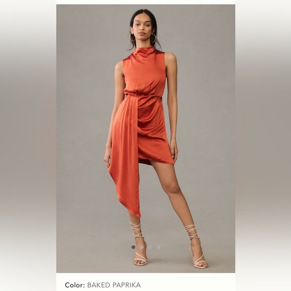 *SOLD* Asymmetrical Silk Cocktail Dress By Anthropologie Sz 6 - Picture 1 of 7